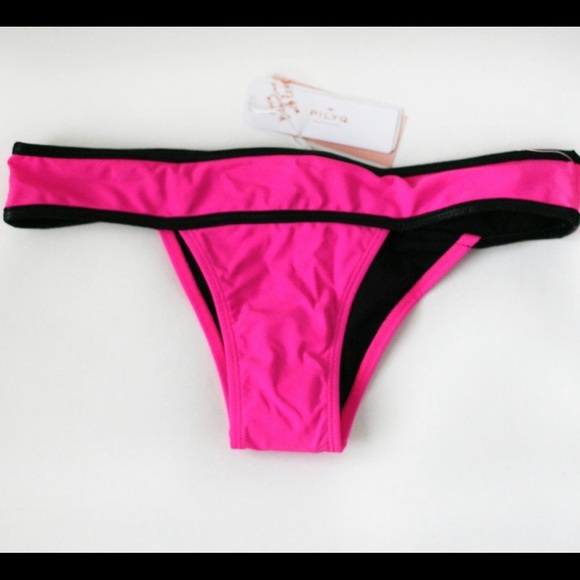 NWT Neon Pink Color Block Bikini Bottoms - Size M - Picture 2 of 6